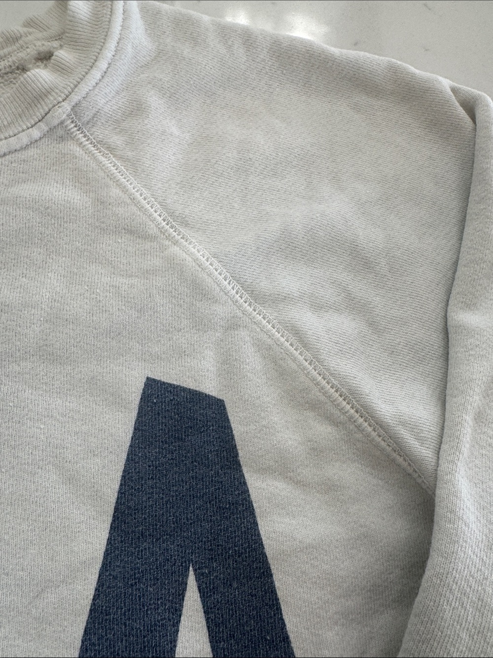Original Retro Brand White USA Sweatshirt with Blue Lettering and Red Flag - Picture 4 of 5